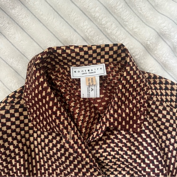 Vintage Louis Féraud Geometric Print Blouse Made in Italy, 100% Silk - Size M, - Picture 7 of 14